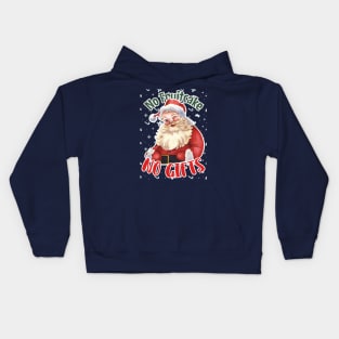 No Fruitcake, No Gifts: Whimsical Santa's Wink in Festive Red & Green Kids Hoodie